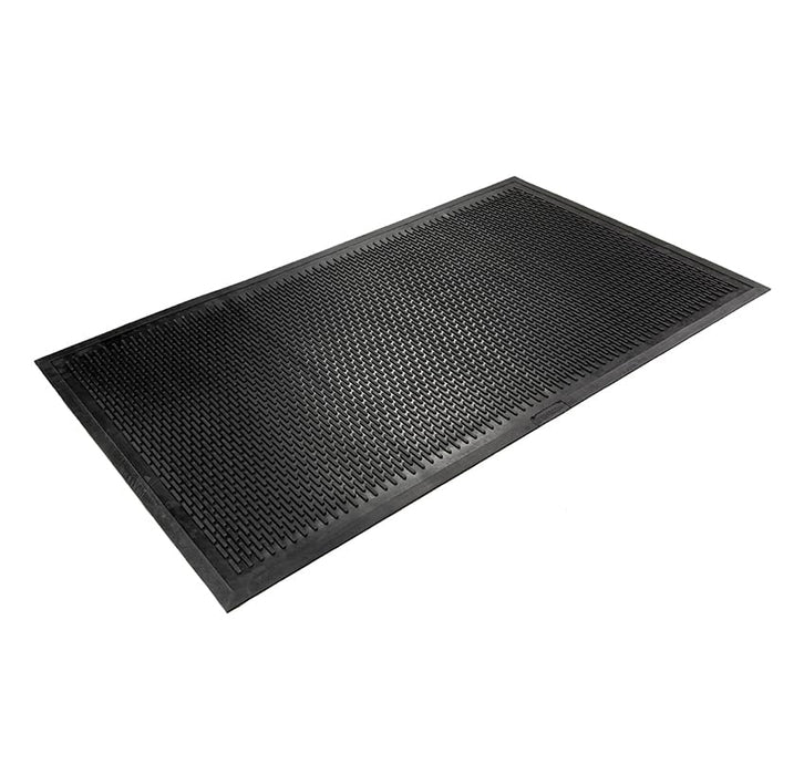 Wearwell UpFront Scraper Mat - Unslotted, Black. Natural Rubber. Pliable Ridges. Shoe Cleaning Mat for Debris, Snow and Rain. 3' W x 5' L x 5/16" Thickness.