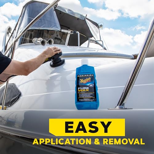 Meguiar's M5616 Marine/RV Pure Wax Carnauba Blend, Long-Lasting Liquid Wax for Protecting Gel Coat, Fiberglass, and Painted Marine/RV Finishes, 16 Oz Bottle