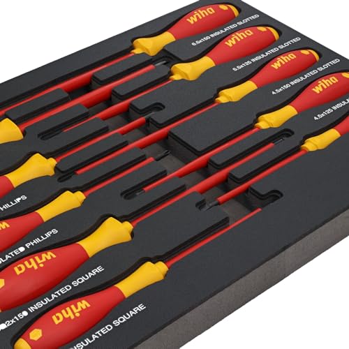 Wiha 32080 10 Piece Insulated SoftFinish Cushion Grip Screwdriver Tray Set