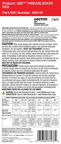 Loctite 262 Automotive Threadlocker Red – High Strength Thread Lock, High-Temp, Permanent, Oil Tolerant, General Purpose - 36 ml, 1 Pack