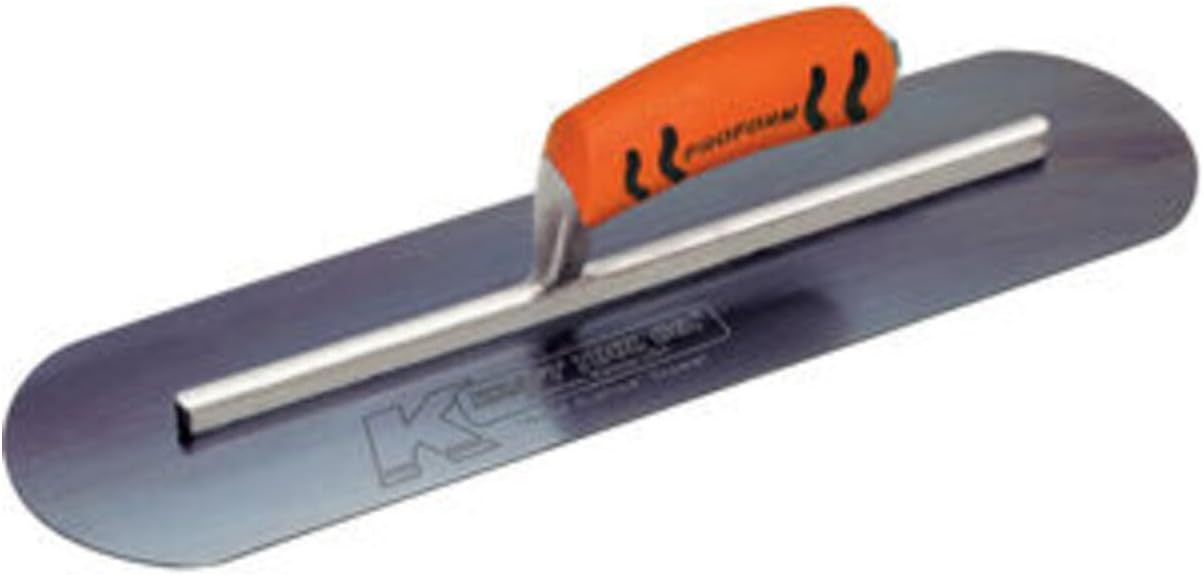 Kraft Tool CF742BPF Blue Steel Pool Trowel with ProForm Handle L-Shank, 16 x 5-Inch