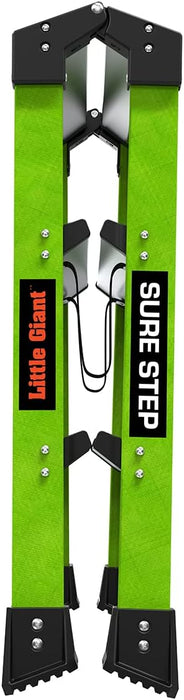 Little Giant Ladders, Sure Step, 3-Step, Double-Sided Step Stool, Fiberglass, (11953), Type 1AA, 375 lbs Weight Rating, Hi-viz Green