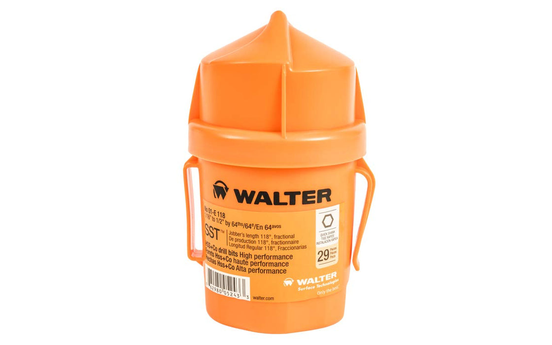 Walter Surface Technologies (01-E118) Shank Jobber Length Drill Bits, 29 Piece SST Bit Set