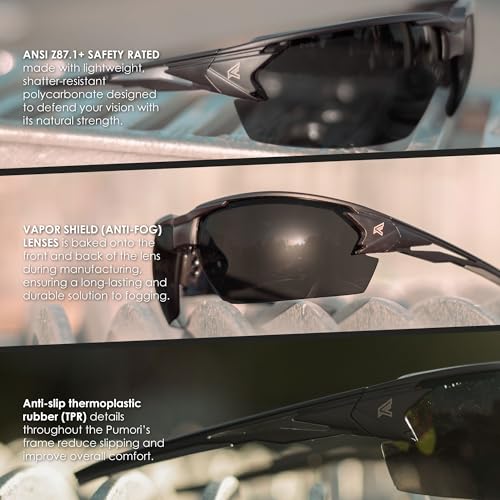 EDGE Pumori Z87 Rated Polarized Safety Glasses: Men's Safety Glasses, Adjustable TPR, Non-Slip, Tinted Safety Glasses, Flexible Polycarbonate Frames, Nylon Lenses, 99% UV Protection Men's Sunglasses
