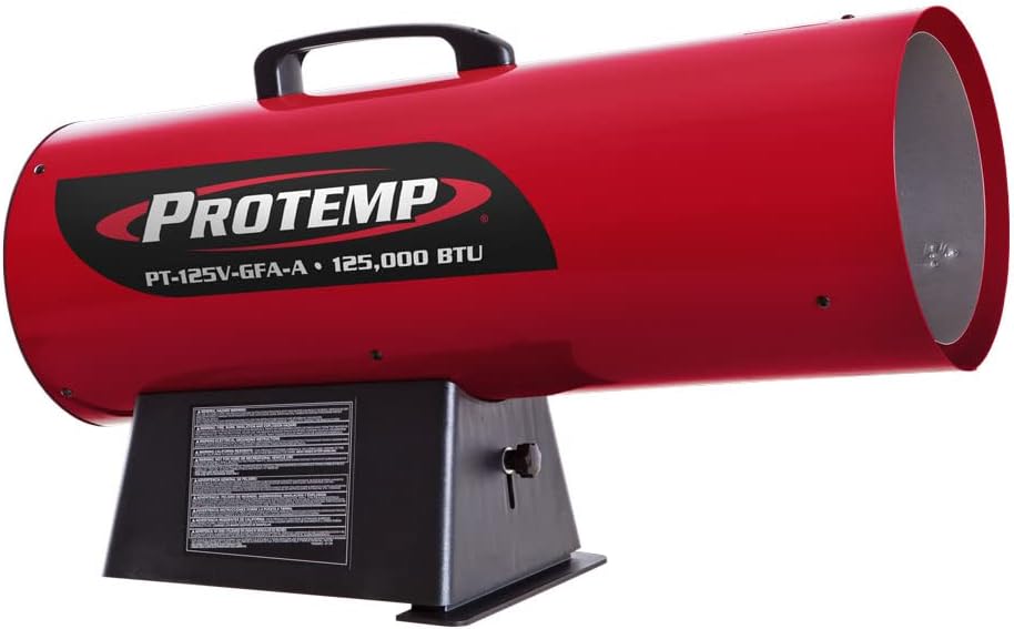 ProTemp PT-125V-GFA-A 125,000 BTU LP Propane Heater, For Warehouses, Garages, Barns and Workshops up to 3125 Sq feet