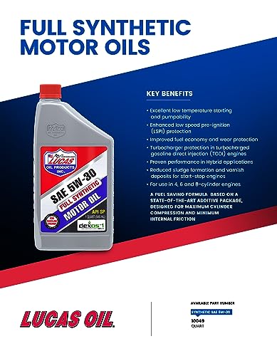 Lucas Oil 10049 SAE 5W-30 Synthetic Motor Oil - , 1 Quart (32 Ounces)