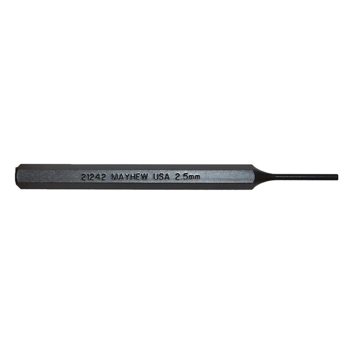 Mayhew Tools 21242 Metric Pin Punch, 2.5 mm x 4-1/2", Black Oxide Finish
