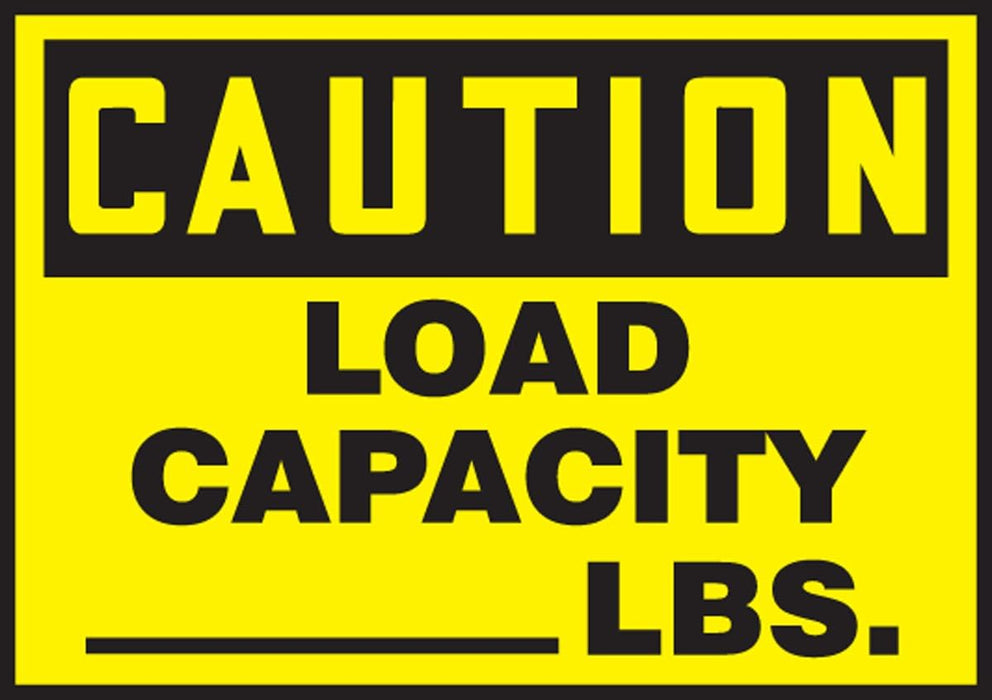 Accuform LVHR602VSP Safety Label, "Caution Load Capacity LBS.", 3.5" Length x 5" Width x 0.004" Thickness, Adhesive Vinyl (Pack of 5)
