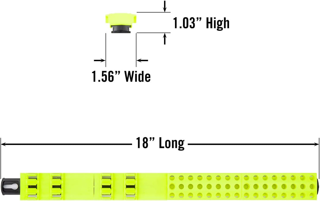 Ernst Manufacturing 60 Tool Bit Bar with Magnetic Base, 1/4" Hex Bit Storage and Organizer for Professionals - Black/Hi-Viz 60 Tool Black & Hi-Viz