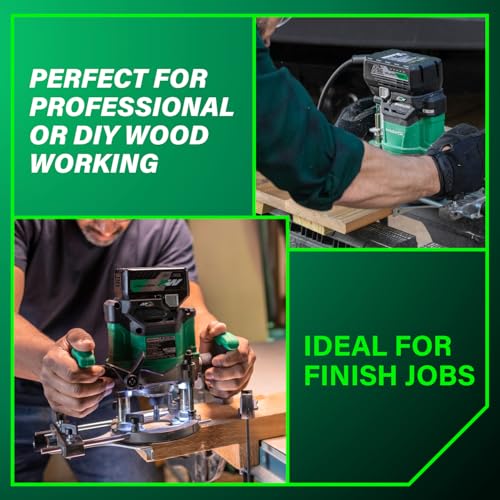 Metabo HPT 36V MultiVolt Cordless Plunge Router Kit | Includes 1/2-Inch and 1/4-Inch Collets | Variable Speed | Optional AC Adapter | M3612DA