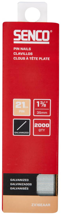 Senco ZX16EAAR 1-3/8" 21 Gauge Pin Nails, Galvanized Finish (2000 Count)