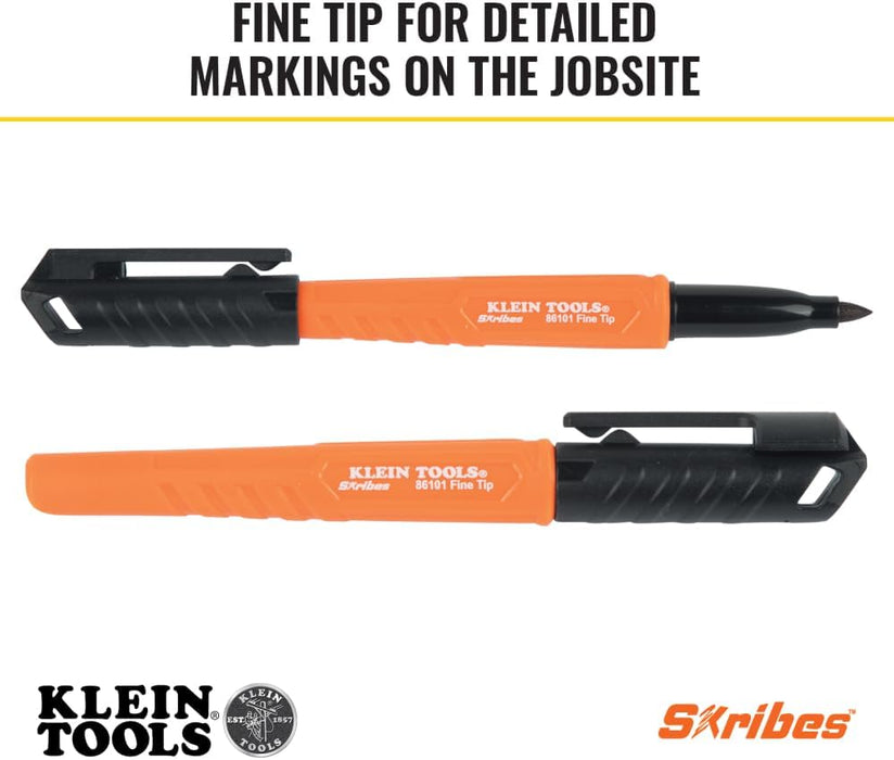 Klein Tools 861014 Skribes Fine Tip Permanent Markers, Black (Pack of 4)