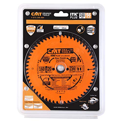 CMT Orange Tools 273.160.56H ITK Plus FINE Finish Saw Blade HW 160X1.8/1.2X20(+16) Z=56 A