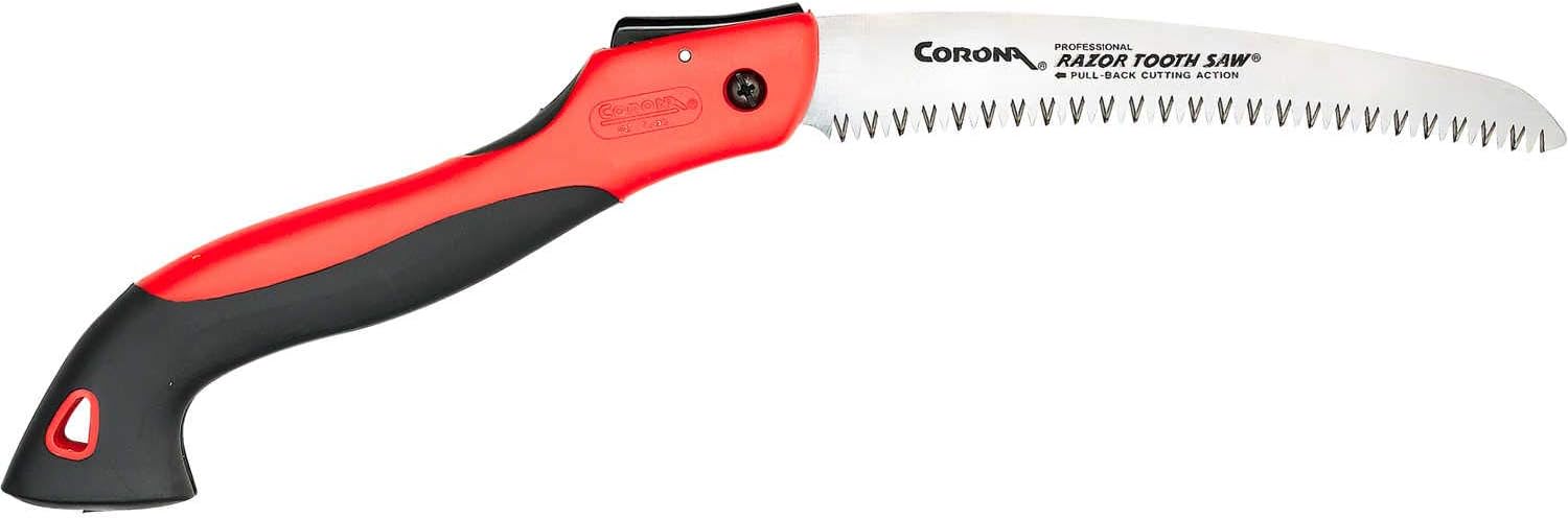Corona Tools 8-Inch RazorTOOTH Folding Saw, Curved Blade Pruning Saw Designed for Single-Hand Use, Cuts Branches Up to 4" in Diameter - RS7255