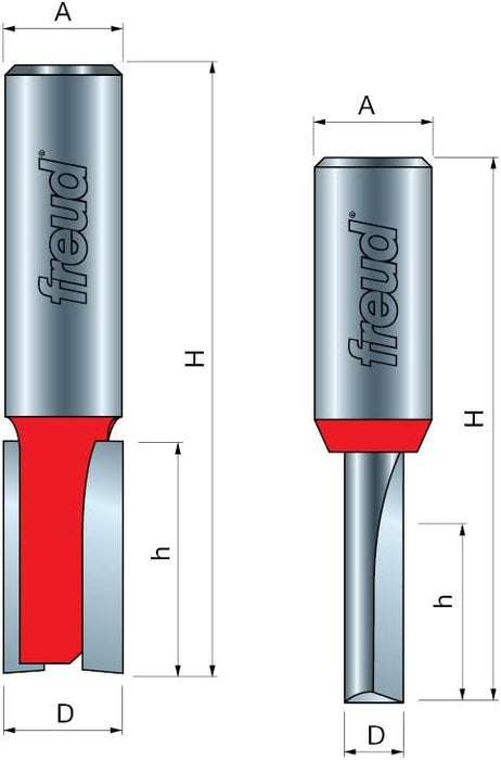 Freud (12-194) Double Flute Straight Router Bit with 1/2" Shank, 1-3/4-Inch Diameter