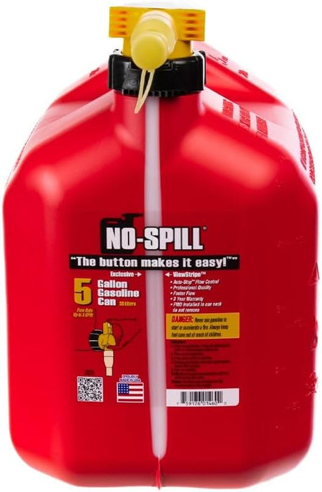 No-Spill NSP-1460, 5 Gallon Gas Can for Fuel with View Stripe,Red