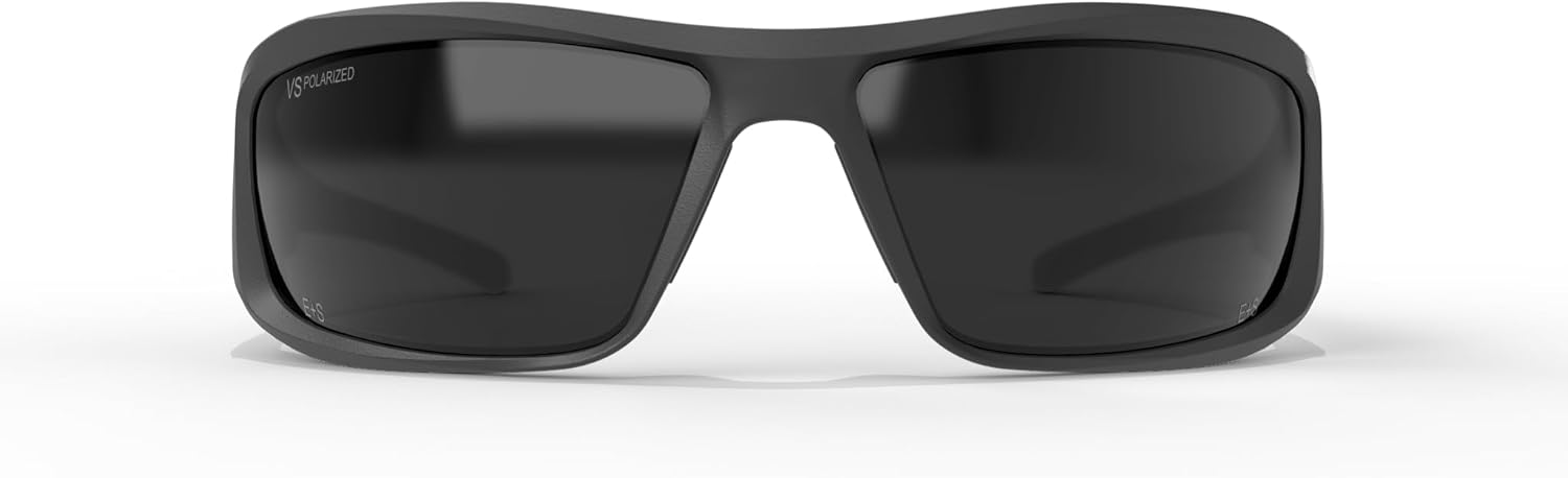 EDGE Brazeau Safety Glasses, Polarized Lenses, Non-Slip, Impact/Scratch Resistant, 99.9% UV Protect, ANSI Z87 Rated (Black, Polarized Smoke Vapor Shield)