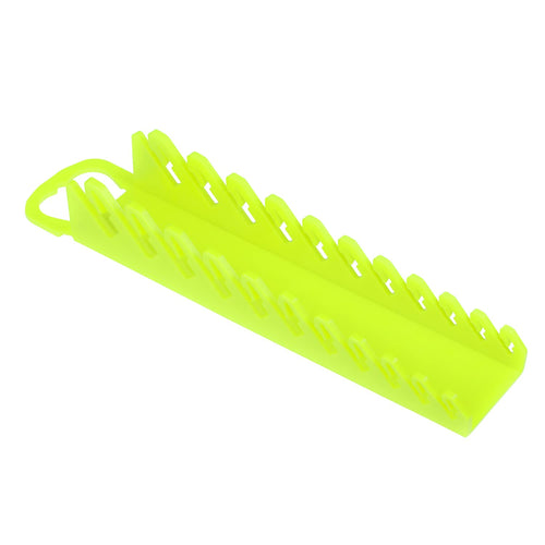Ernst Manufacturing 11-Wrench Stubby Gripper Portable Wrench Organizer - High Visibility, Fits 3/8" to 1", Ergonomic Design (Model 5078HV) 11 Tool Hi-viz