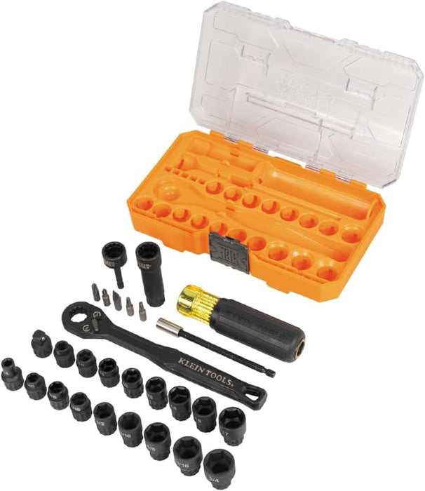 Klein Tools 65400KNECT KNECT Essential Pass Through Impact Socket Set, SAE, Metric, 28-Piece