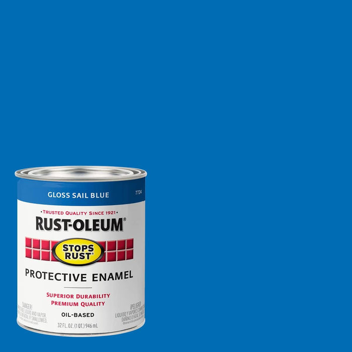 Rust-Oleum 7724502 Stops Rust Brush On Paint, Quart, Gloss Sail Blue, 32 Fl Oz (Pack of 1)