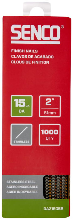 Senco DA21EGBR 2" 15 Gauge Angled Finish Nails, Stainless Steel Finish (1000 Count)