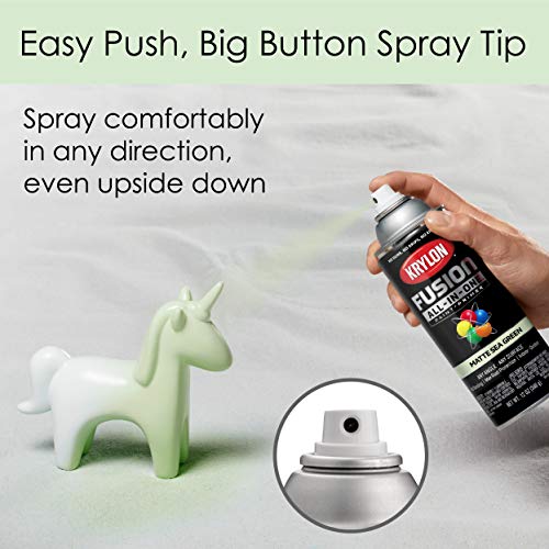 Krylon Fusion All-In-One Adhesive Spray Paint for Indoor/Outdoor Use, 12 oz, Sea Green