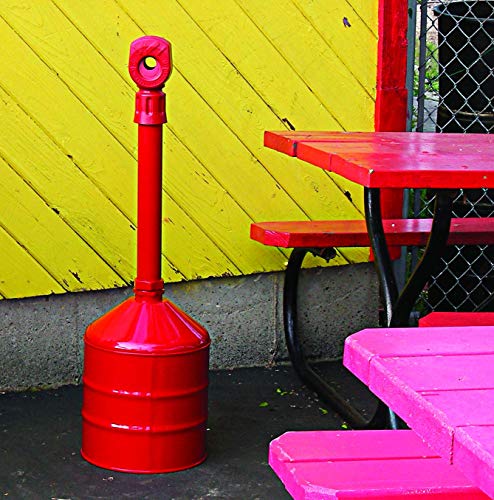 Justrite 26811R Steel Heavy Duty Butt Cans Cigarette Butt Receptacle, 5 Gallon Capacity, 11-1/2" Diameter x 38-1/2" Height, Red
