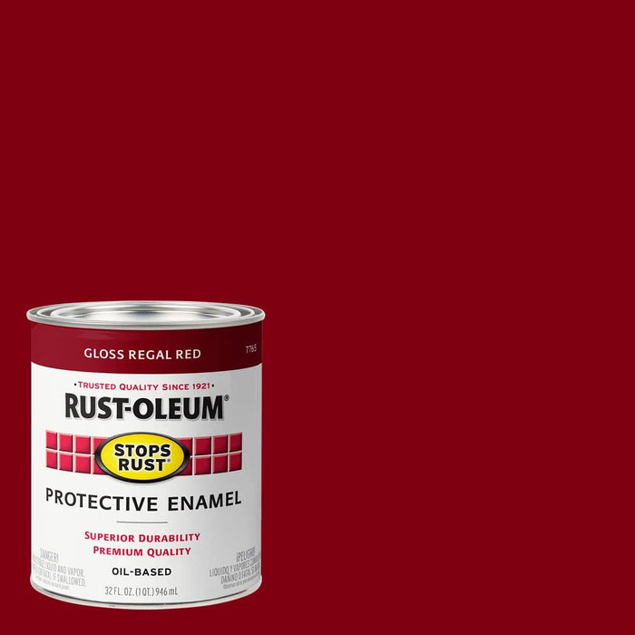 Rust-Oleum 7765502 Stops Rust Brush On Paint, Quart, Gloss Regal Red (Pack of 1)