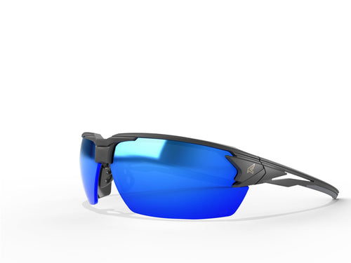 EDGE Pumori Z87 Rated Polarized Safety Glasses: Men's Safety Glasses, Non-Slip, Shatter Resistant Safety Glasses, Flexible Nylon Frames, 99% UV Protection Men's Sunglasses - Aqua Precision Blue Mirror