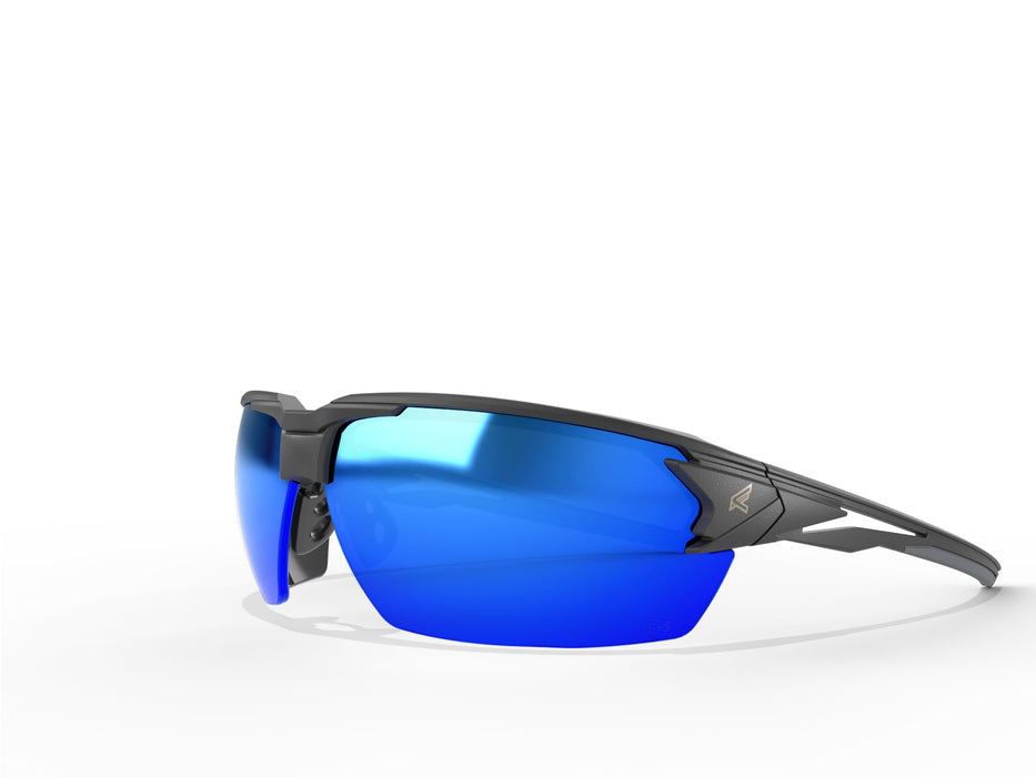 EDGE Pumori Z87 Rated Polarized Safety Glasses: Men's Safety Glasses, Non-Slip, Shatter Resistant Safety Glasses, Flexible Nylon Frames, 99% UV Protection Men's Sunglasses - Aqua Precision Blue Mirror