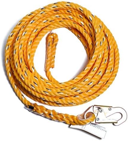 Guardian Fall Protection 01360 VL58-100 Standard 5/8 Inch Thick Rope with Snaphook End, 100-Foot
