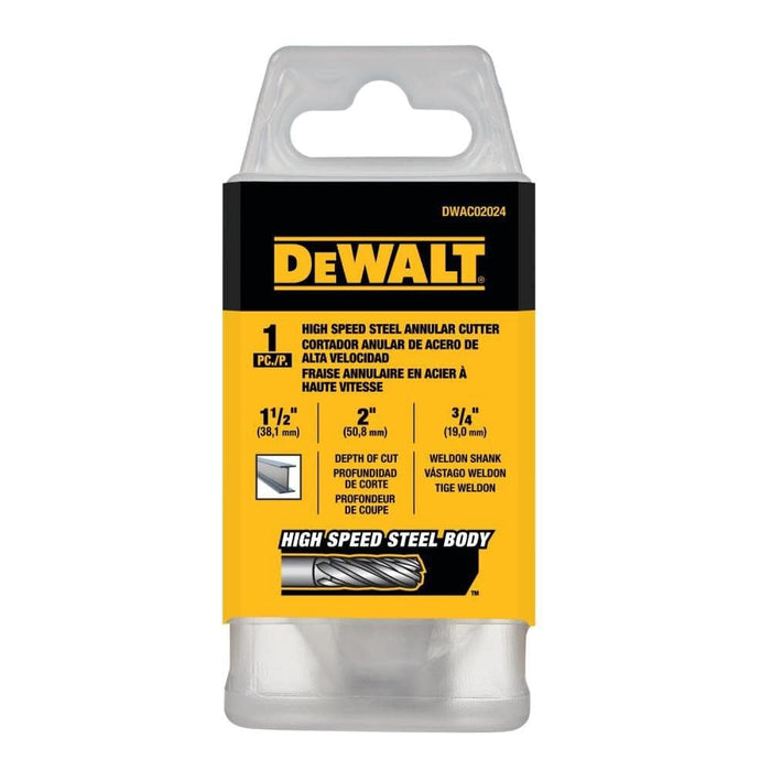 DEWALT DWAC02024 Annular Cutter 1 1/2in X 2in HSS 3/4in Weldon