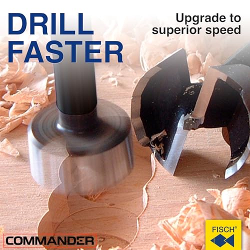 Fisch Black Shark 2-1/8” Forstner Drill Bit, Premium Forged Steel Bit for Woodworking, Precision Wave Design, No-Slip Shank – FSA-365877 – Made in Austria