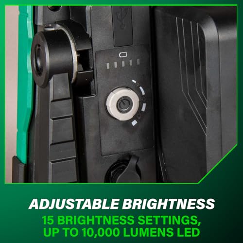 Metabo HPT 18V MultiVolt Cordless 10,000 Lumen LED Work Light, 15 Settings Adjustable Brightness, Portable Work Light with USB Charging Port, Water & Dust Resistant, Tool Body Only, UB18DDQ4