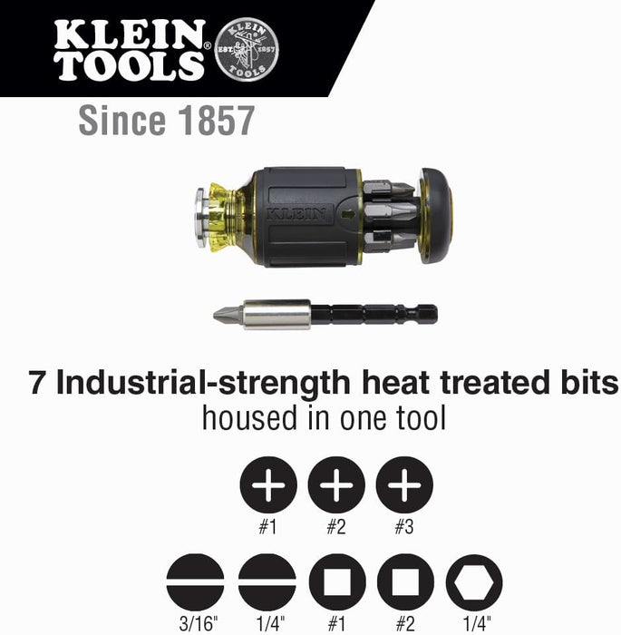 Klein Tools 32308F 10-in-1 Impact-Rated Stubby Driver Set with Flip Socket