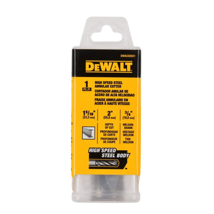 DEWALT DWAC02021 Annular Cutter 1 5/16in X 2in HSS 3/4in Weldon