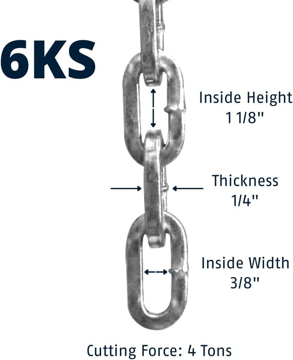 ABUS Hardened Steel 6KS 1/4" Thick Square Security Chain for Bikes, Containers, Trailers, ATV's, Motorcycles and Personal/Industrial Property (6 Foot)