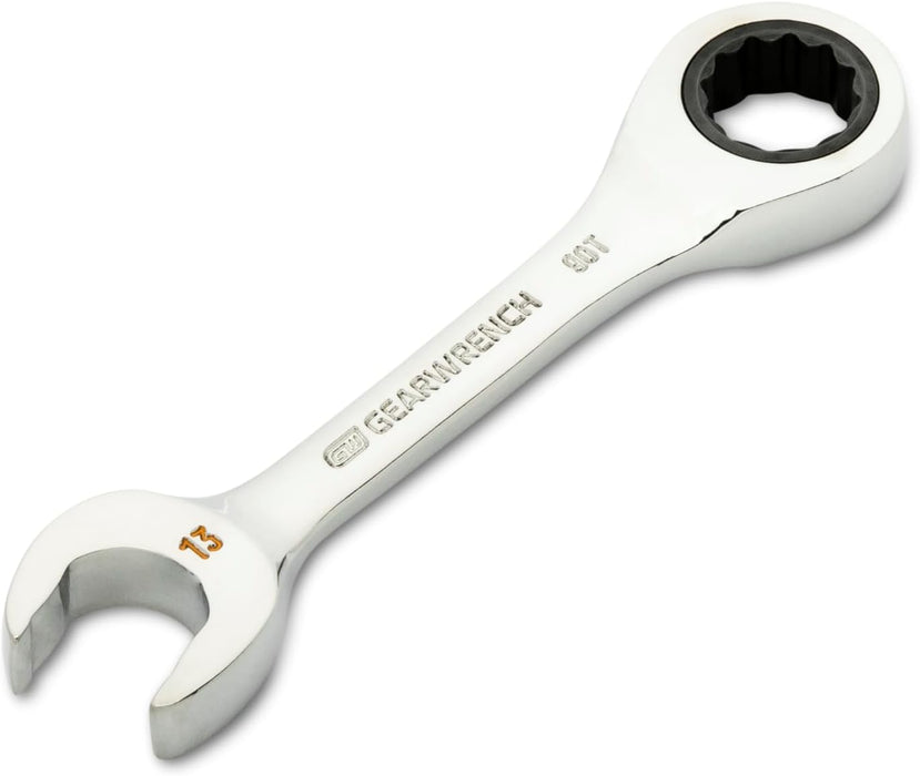 GEARWRENCH 13mm 90-Tooth 12 Point Stubby Combination Ratcheting Wrench | 86843