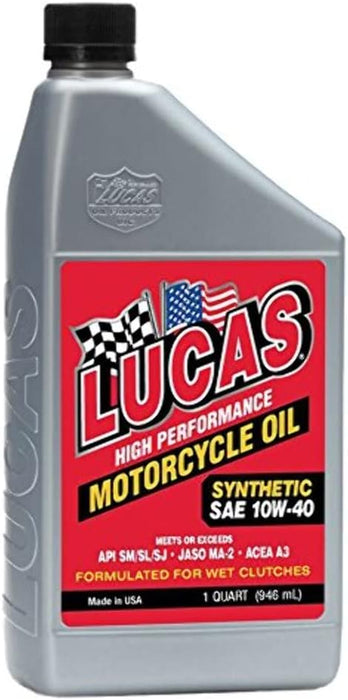 Lucas Oil 10793-6 Synthetic 10W-40 Motorcycle Oil (Case of 6)