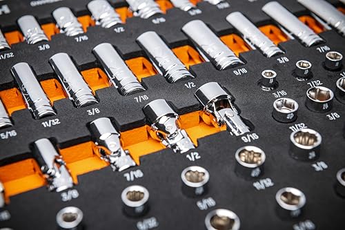 GEARWRENCH 68 Piece 1/4" Drive Master SAE Socket Set in Foam Storage Tray - GWMSSKT14SAE