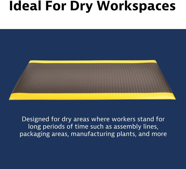 Notrax 419 Diamond Sof-Tred with Dyna-Shield 3' x 4' x 1/2" Anti Fatigue Mat, Slip Resistant Diamond Textured Surface, Ideal for Industrial and Commercial Workplaces, Black/Yellow, 419S0034BY Black/Yellow 3' x 4' x 1/2" Diamond Textured Surface