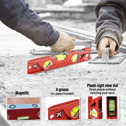 Kapro - 923 Professional Cast Aluminum Torpedo Level - Features Dual-View Plumb Site - Magnetic - VPA Tested