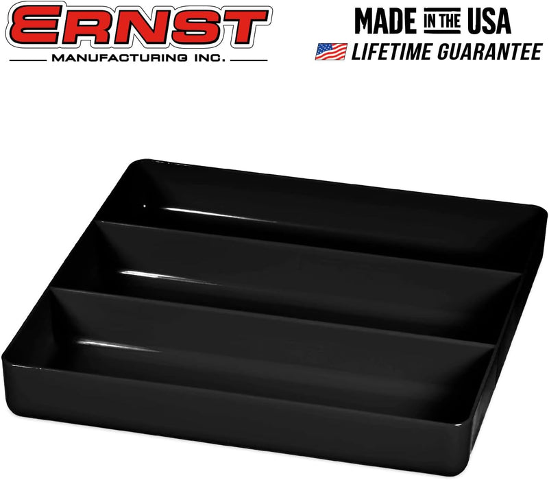 Organizer Tray: Lightweight, Stackable Home, Office & Workshop Tray in Black with 3 Compartments - Ideal for Mechanics, Electricians, Plumbers, Crafting, Hobbies - Impact Resistant, Fits in Drawers