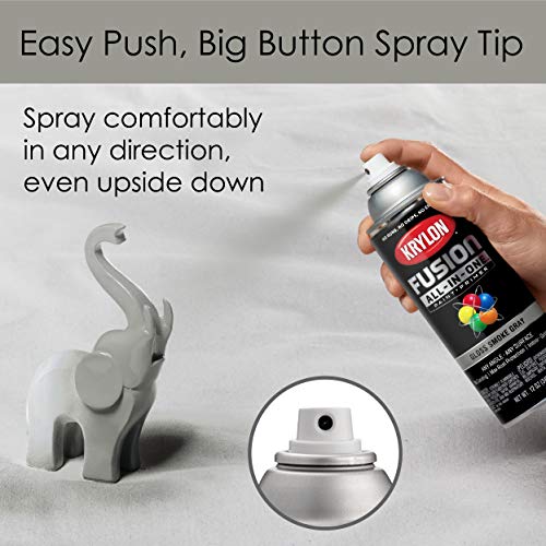 12 oz Krylon K02723007 Smoke Gray Fusion All-In-One Paint & Primer Spray Paint, Gloss
