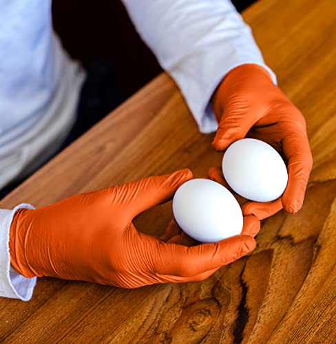 Atlantic Safety Products Orange Lightning Exam Gloves, Disposable, Powder-Free Nitrile Gloves, Orange, Extra Large, 100-Ct