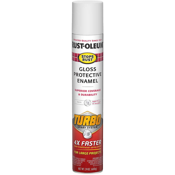 Rust-Oleum 334133 Stops Rust Turbo Spray System Spray Paint, 24 oz, Gloss White (Pack of 1)
