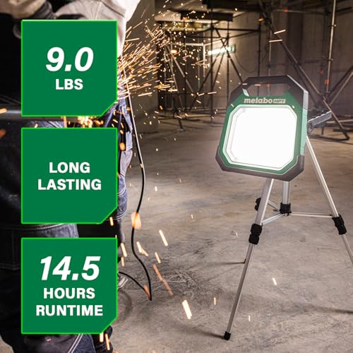 Metabo HPT 18V MultiVolt Cordless 10,000 Lumen LED Work Light, 15 Settings Adjustable Brightness, Portable Work Light with USB Charging Port, Water & Dust Resistant, Tool Body Only, UB18DDQ4