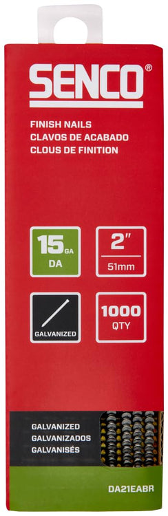 SENCO DA21EABR 2" 15 Gauge Angled Finish Nails, Galvanized Finish, 1000 Count Pack