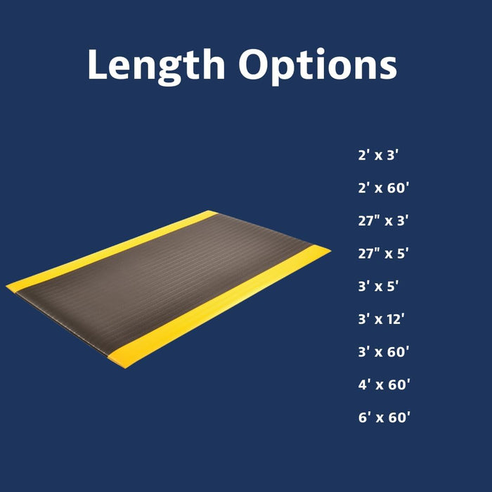 Notrax 410 Airug 4' x 60' x 3/8" Anti Fatigue Mat, Enhanced Slip Resistance with Beveled Edges and Ribbed Surface, Ideal for Industrial and Commercial Workplaces, Black/Yellow, 410R0348BY Ribbed Surface 4' x 60' x 3/8" Black/Yellow
