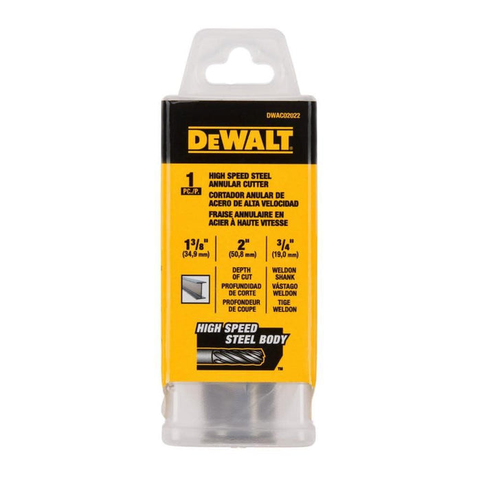 DEWALT DWAC02022 Annular Cutter 1 3/8in X 2in HSS 3/4in Weldon